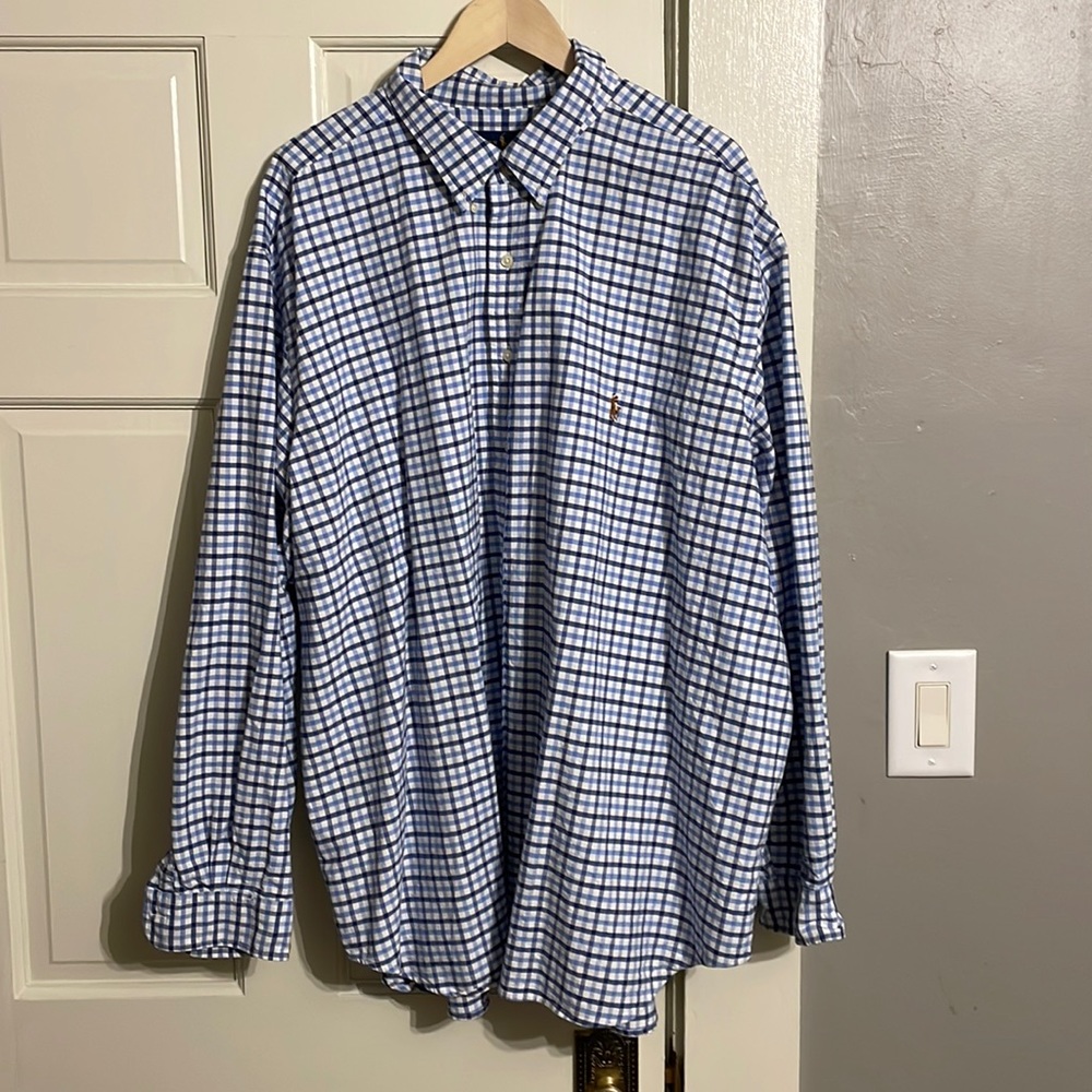 3X blue and white Ralph Lauren dress shirt